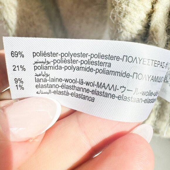 Zara Chunky Knit Mohair Texture Thick Cozy Beige Green Cardigan  S/M - Picture 9 of 9